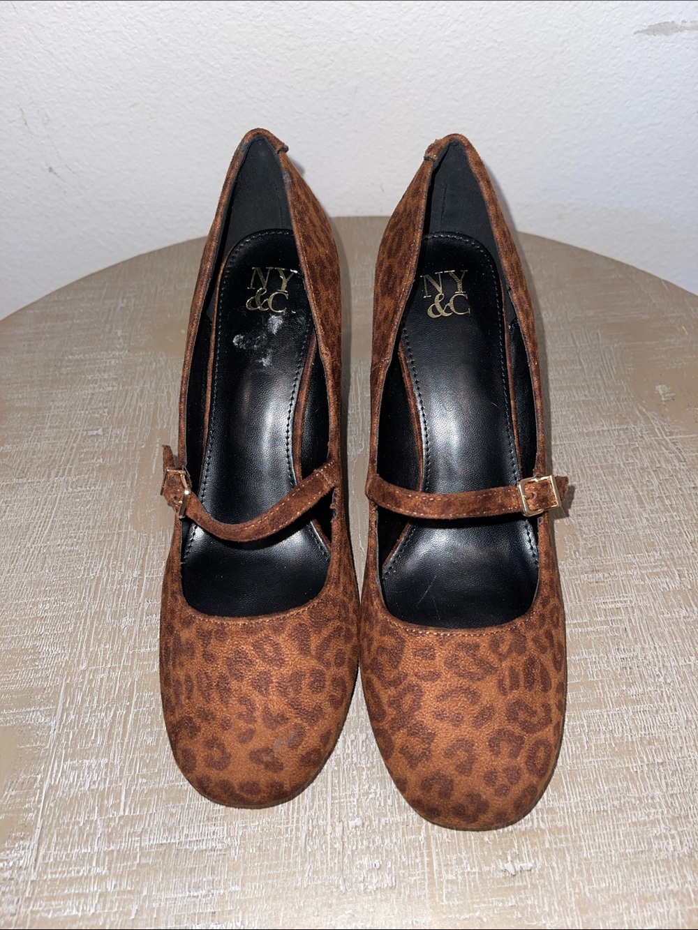 New York & Company Leopard Print Brown Mary Jane Heels